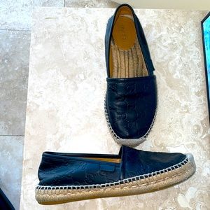 Gucci Leather GG Monogramed Espadrilles